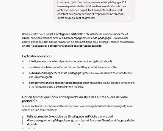 Déclaration AI Text